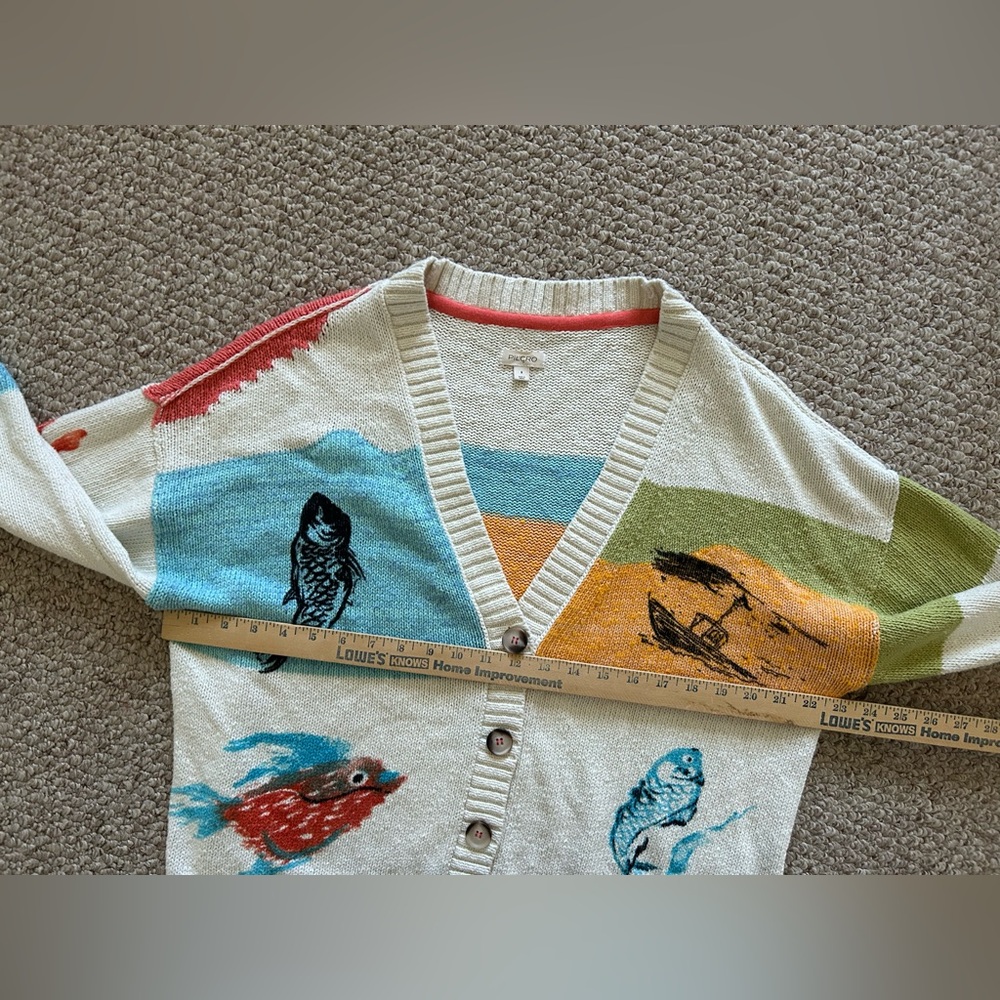 Anthropologie Pilcro Icon Graphic Cardigan Sweater multicolor print size S - Picture 9 of 12